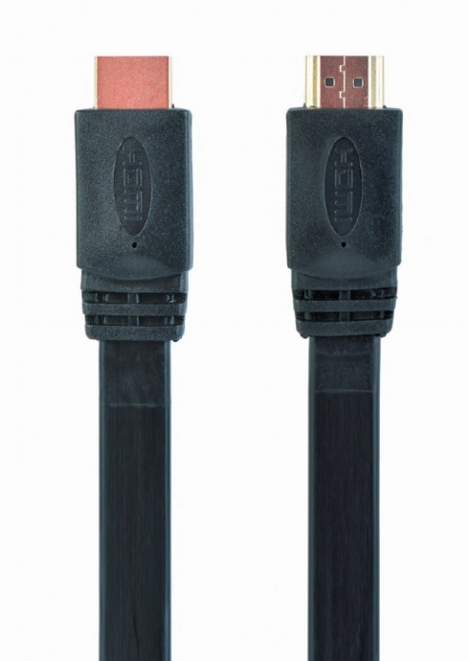Cablu HDMI T-T v2.0 4K@30Hz Flat 1m Negru, Gembird CC-HDMI4F-1M conectica.ro